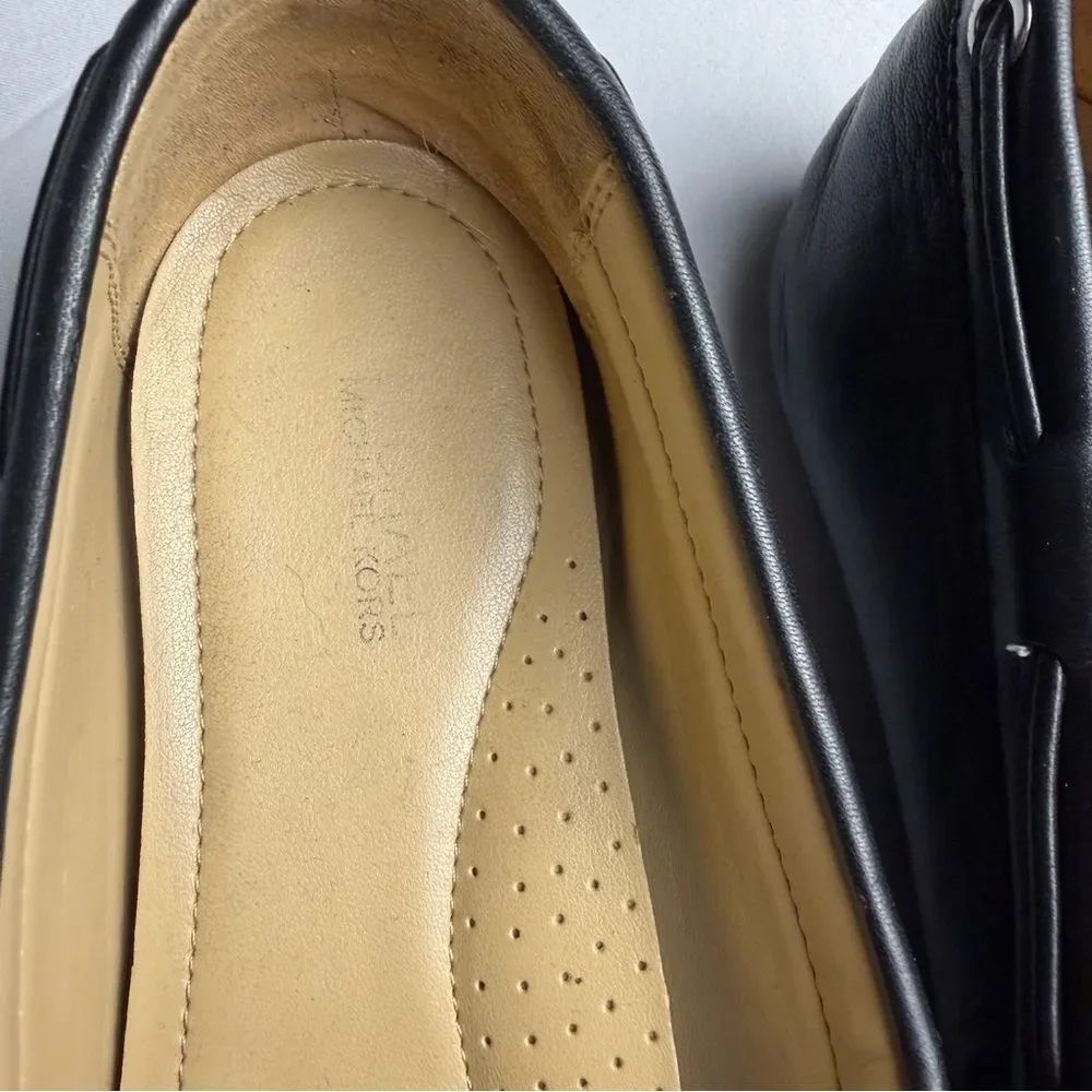Michael Kors Black Leather Women’s Sutton Moc Leather Slip-Ons size 7.5
